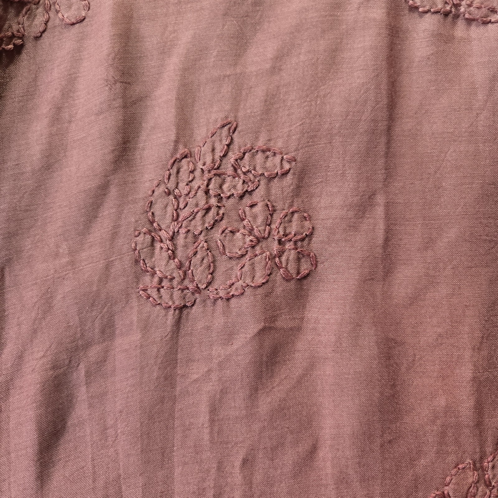 Embroidered Chikankari Chanderi Short Kurti Large (44) Dusty Rose silky soft
