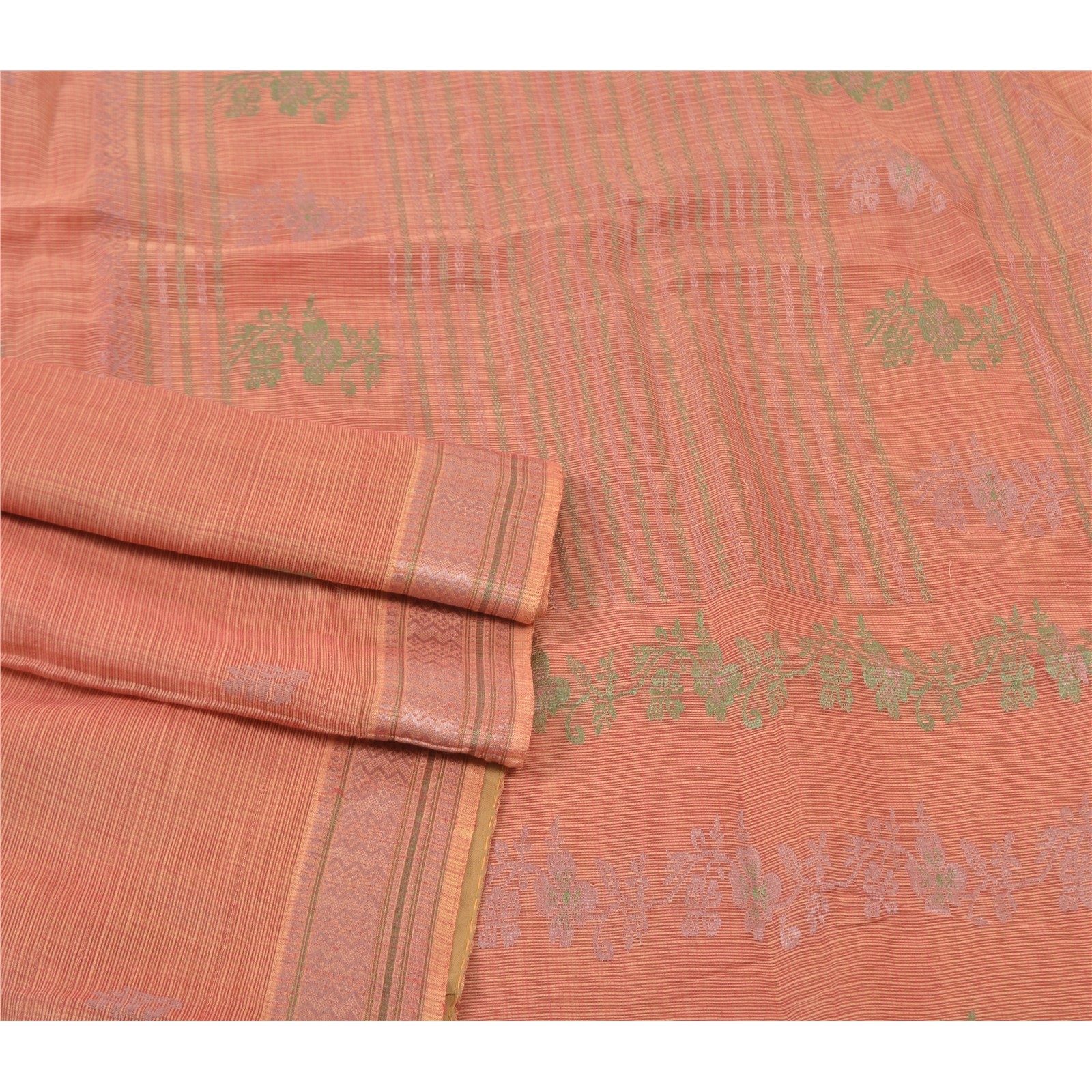 Sanskriti Vintage Sari Pure Cotton Hand Embroidered Woven Kota Sarees Fabric