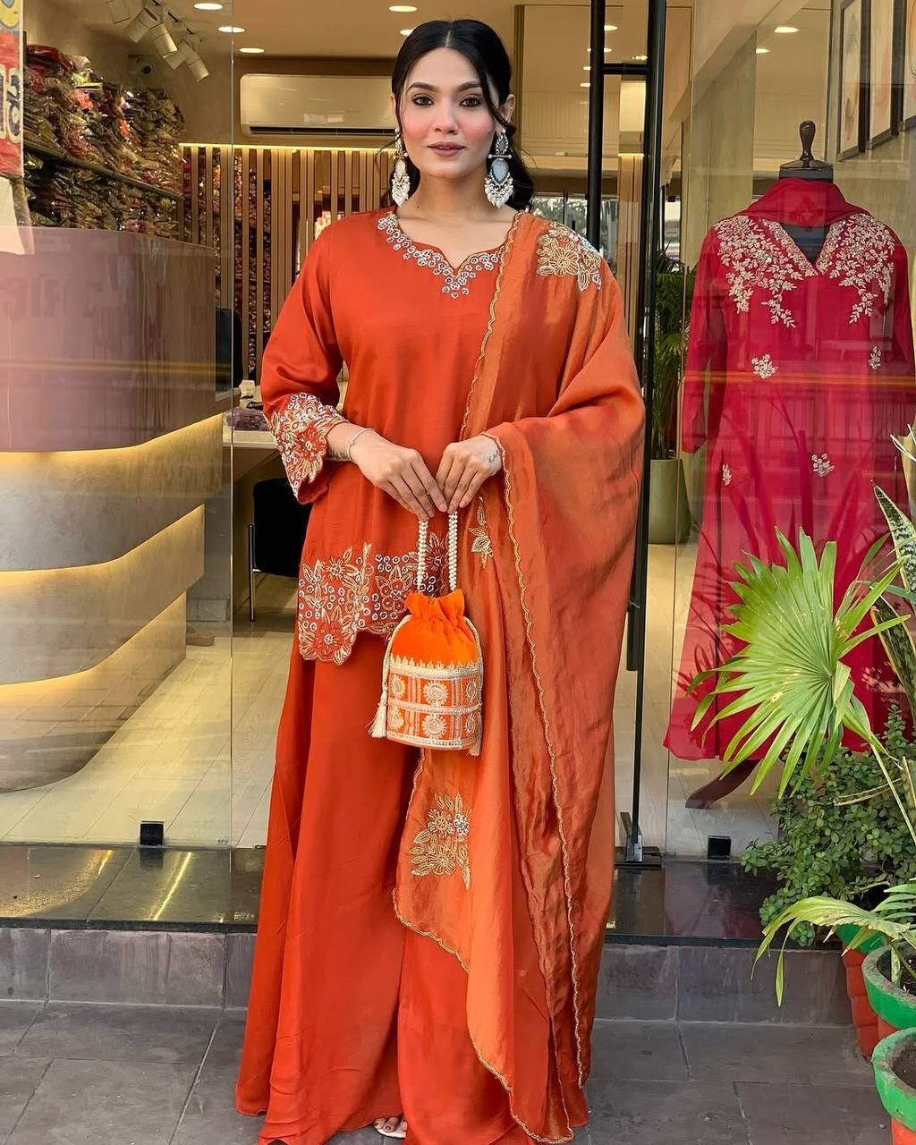 Made In India Sharara Suit For Bridesmaid Georgette Fabric Traditional Vintage