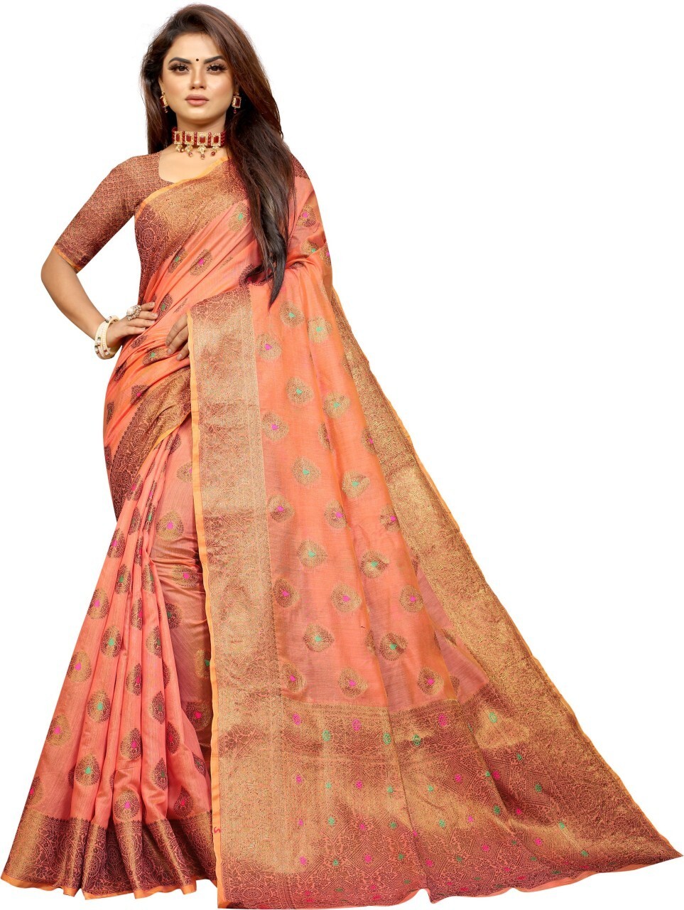 Woven Kanjivaram Jacquard, Pure Silk Saree (Maroon)