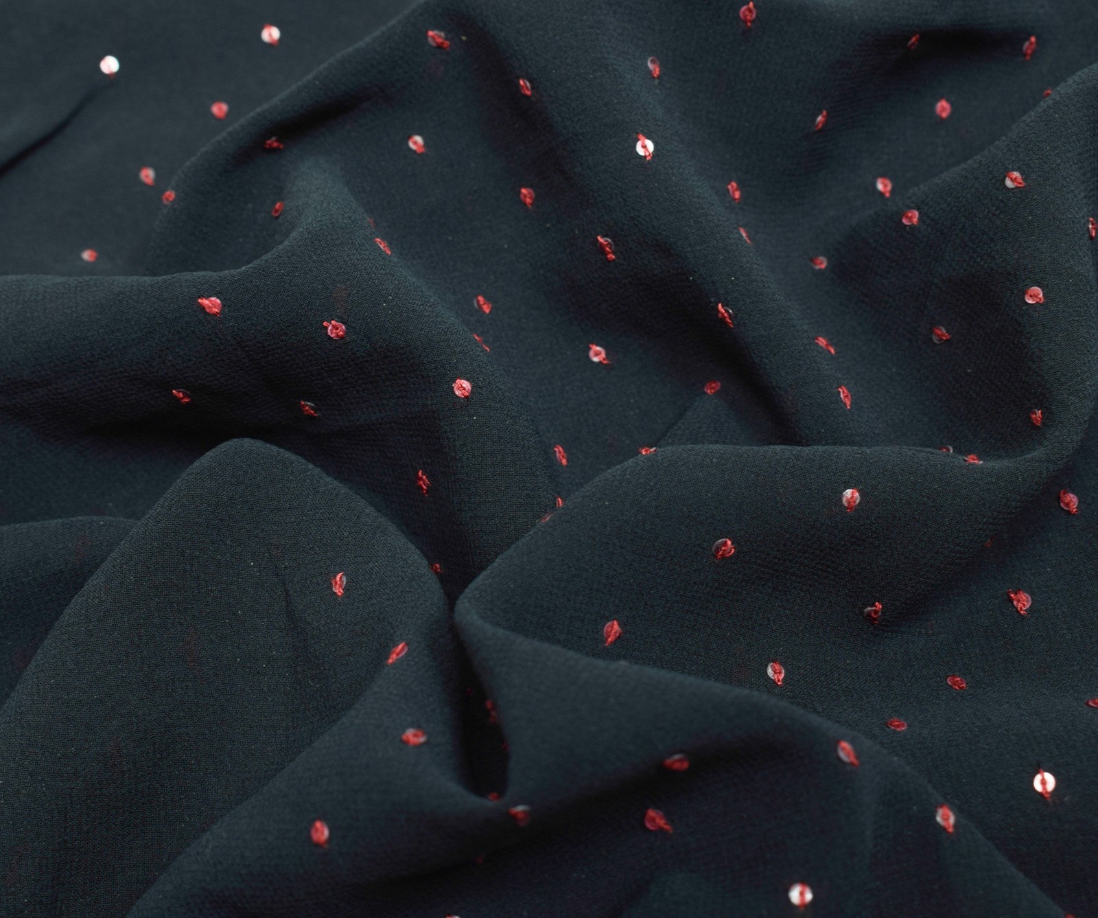 Sushila Vintage Black Saree 100% Pure Georgette Silk Sequins Work Sari Fabric