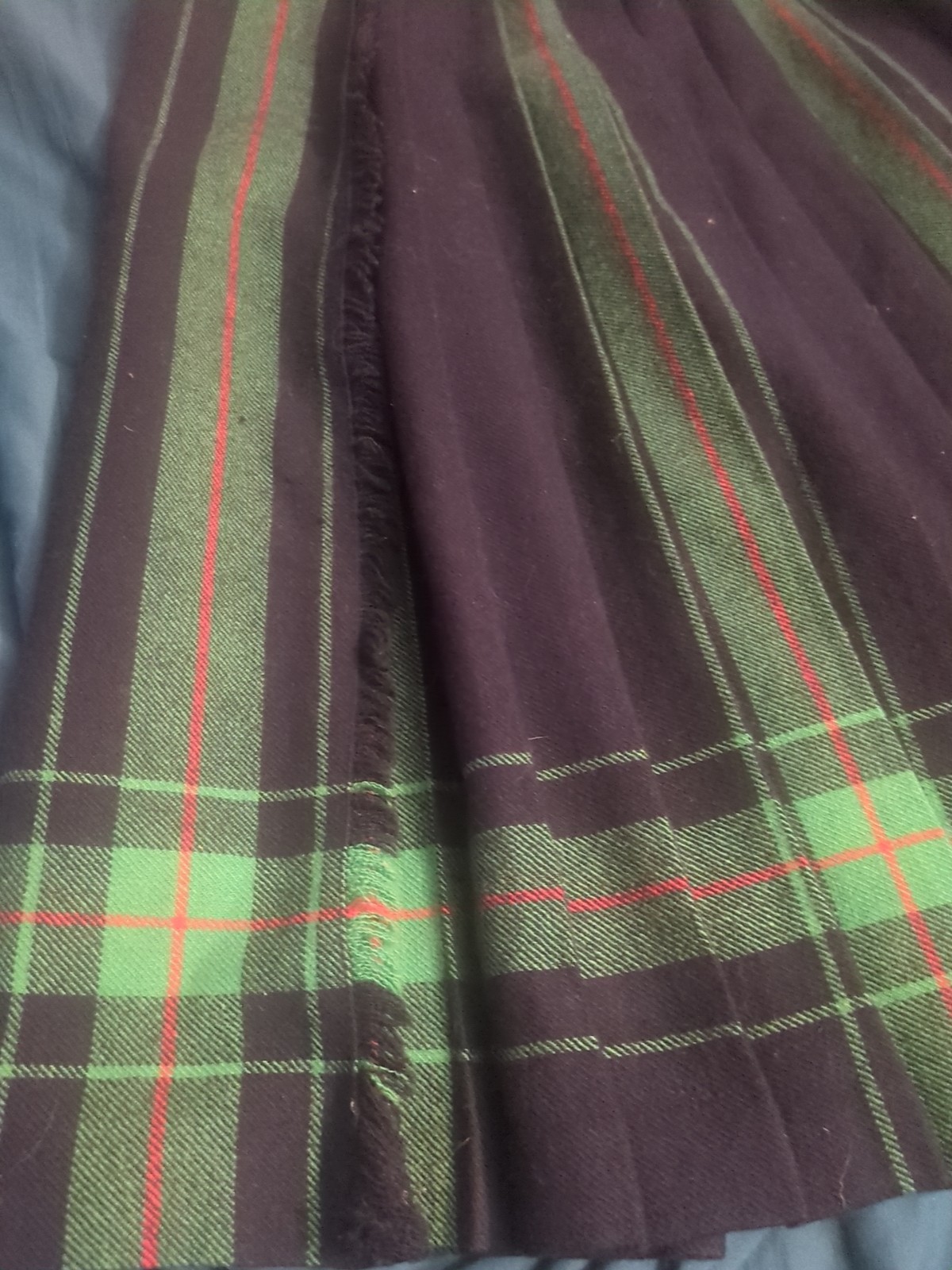 GLENISLA Scotland Wool Kilt Pleated Wrap Midi Skirt Plaid Buckle Size 10