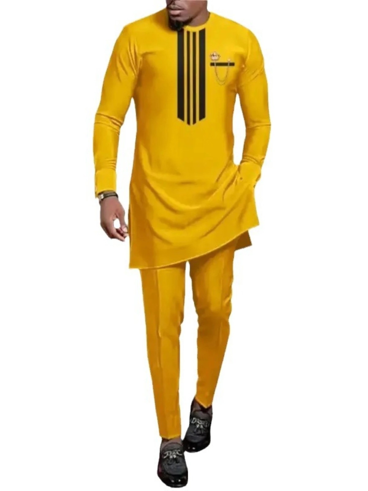 2024 African Men Dashiki Long Sleeve 2 Piece Set Traditional Africa Clothing Str