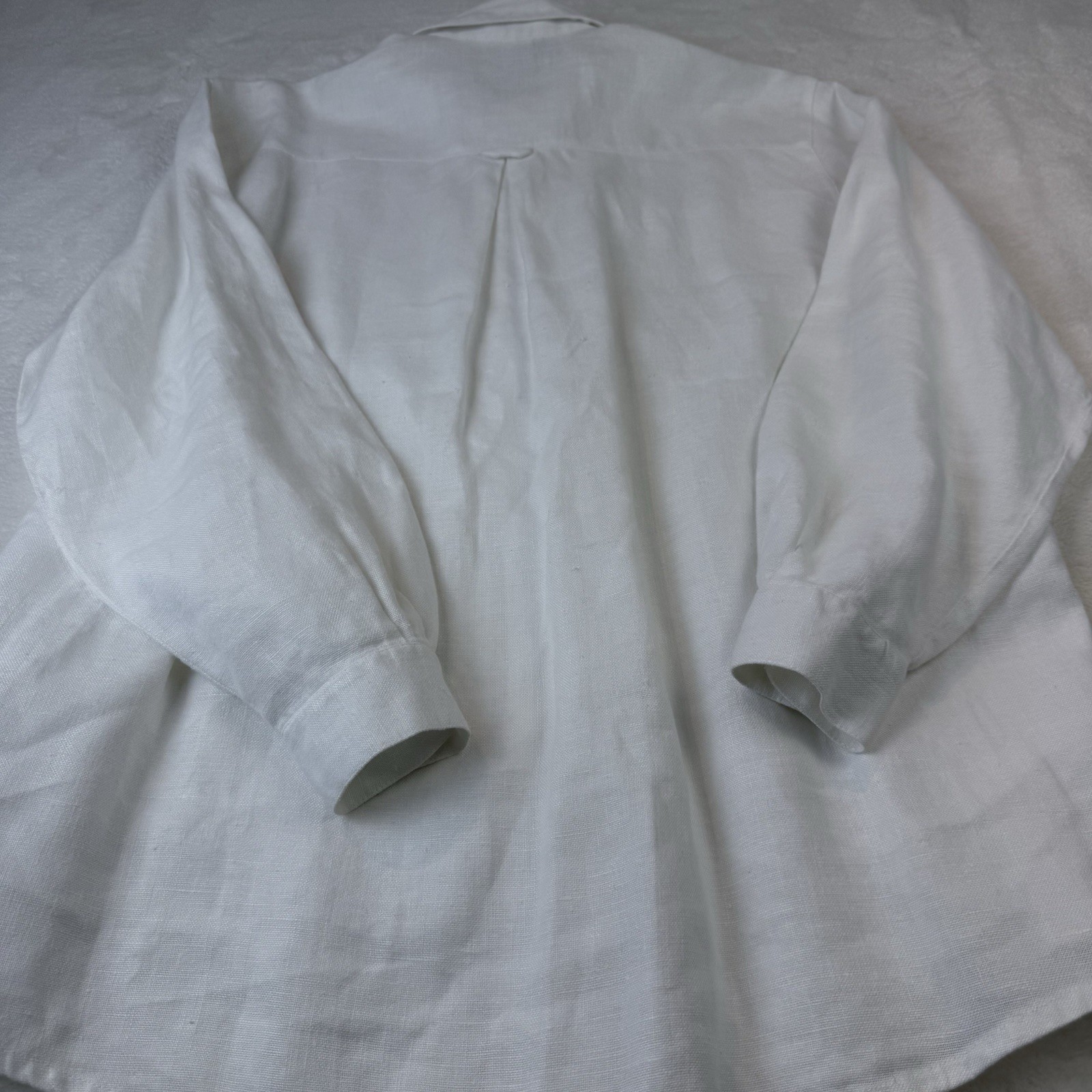 HAMMERSCHMID White Flower Embroidered Linen Long Sleeve Button Up Shirt Mens 38