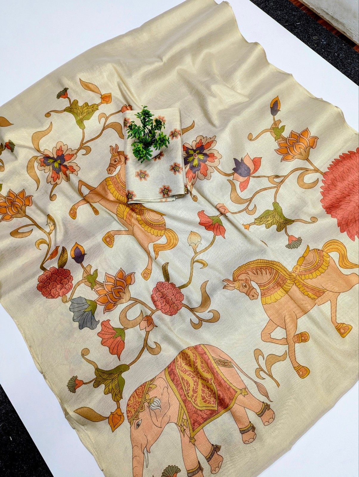 Designer Handloom Linen Tissue Silk Saree 6.30 M with Matching Blouse Soft sari