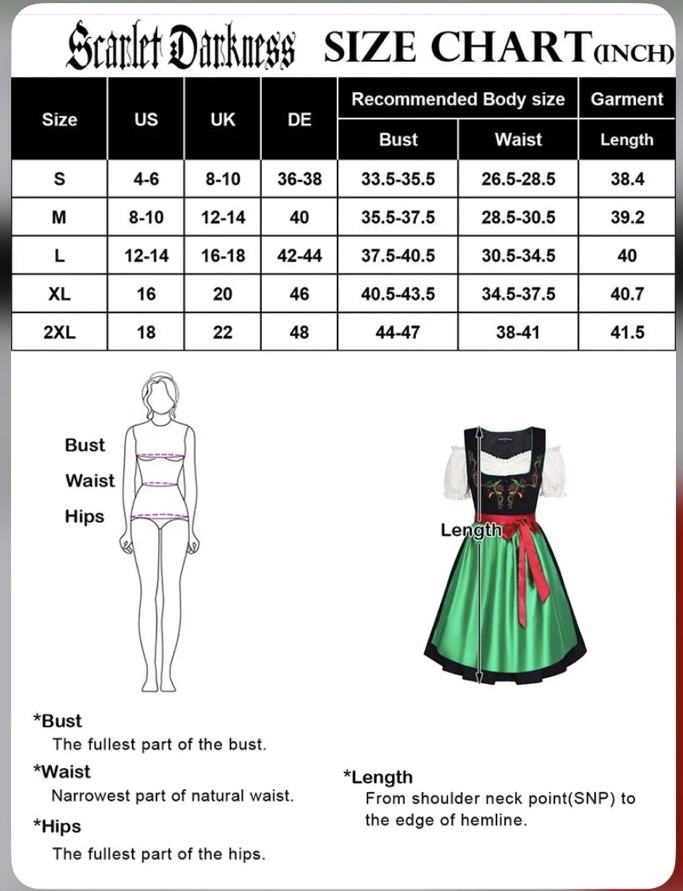 Dirndl Oktoberfest German Beer Fest Bavarian Brewery SM Halloween Carnival