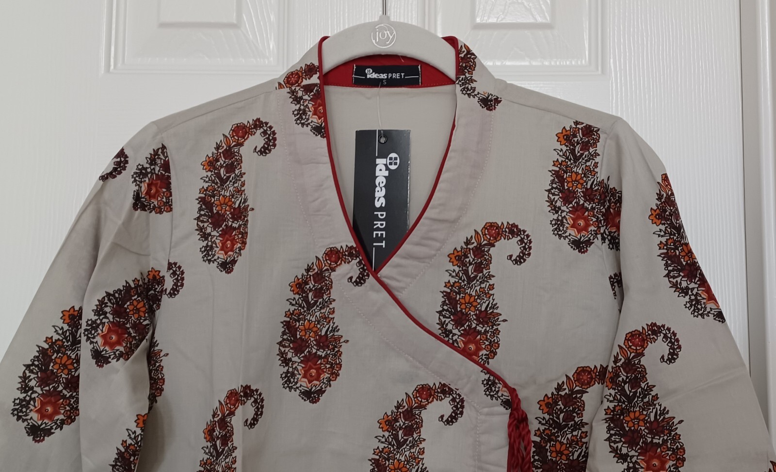 NWT GUL AHMED Size S Screen Printed Angrakha Style Lawn Kurti Dupatta Pakistani