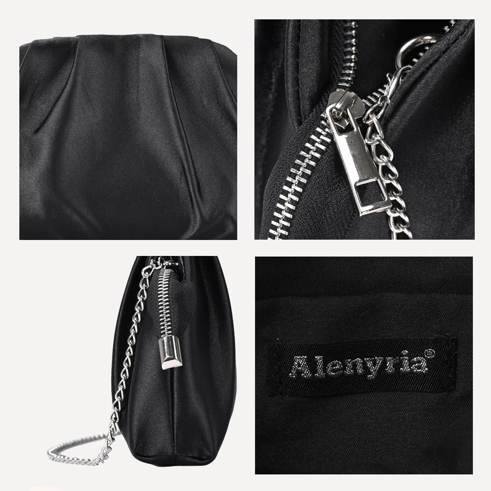 Pleated Clutch Purse for Women Satin Formal Evening Bag Handbag for Wedding P…