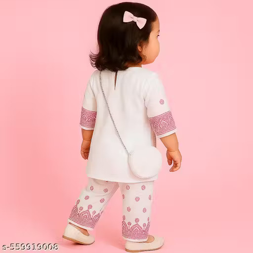 Indian Girl Festive & Party Kurta, Trendy New Cotton Printed Kurta & pant Set