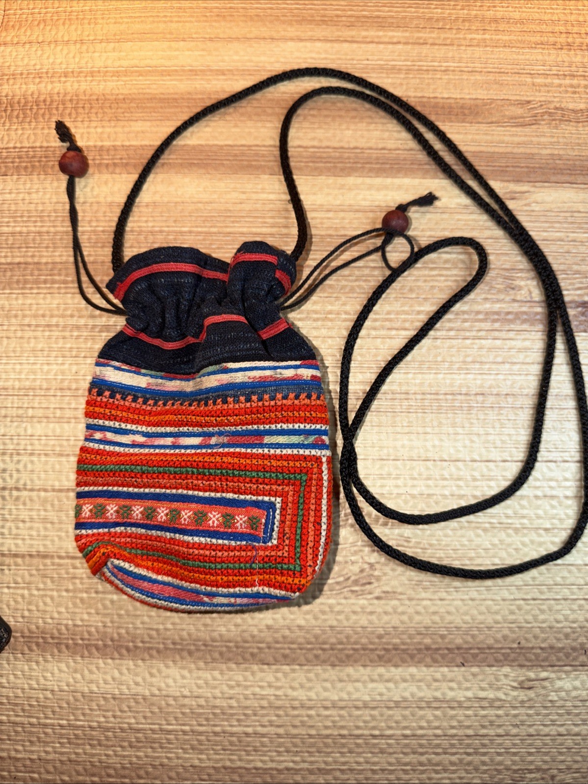 Handmade Andean Aguayo Fabric Cotton Drawstring Bag Multi-Color