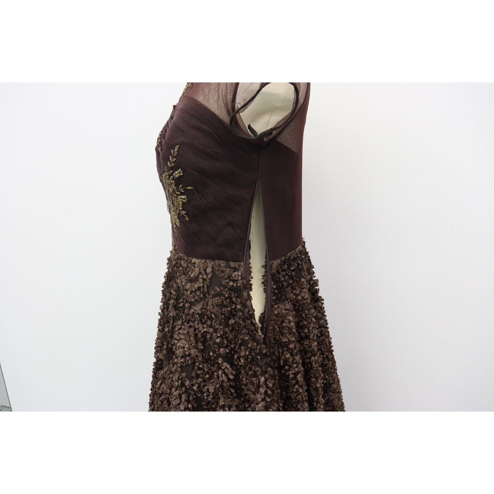 Karishma Indian Gown Size Medium Brown with Gold Floral Beading