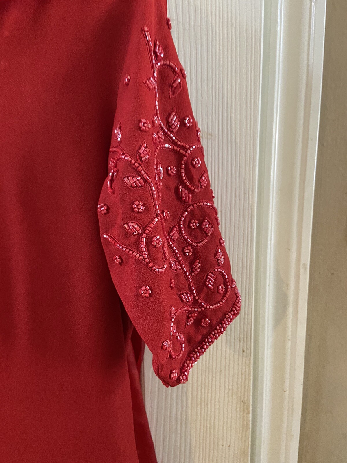 Indian Pakistani Women Red Sequins / Moti Work Party Wear Suits