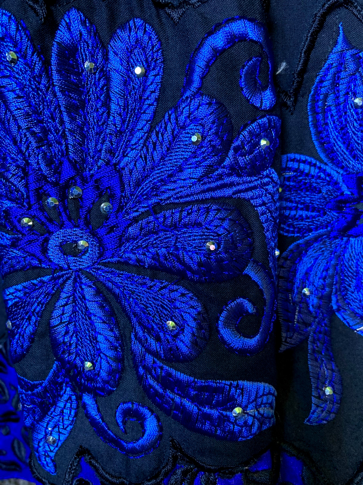Cobalt Blue Gemstone Embroidered Flowers Party Dress Bollywood Salwar Kameez