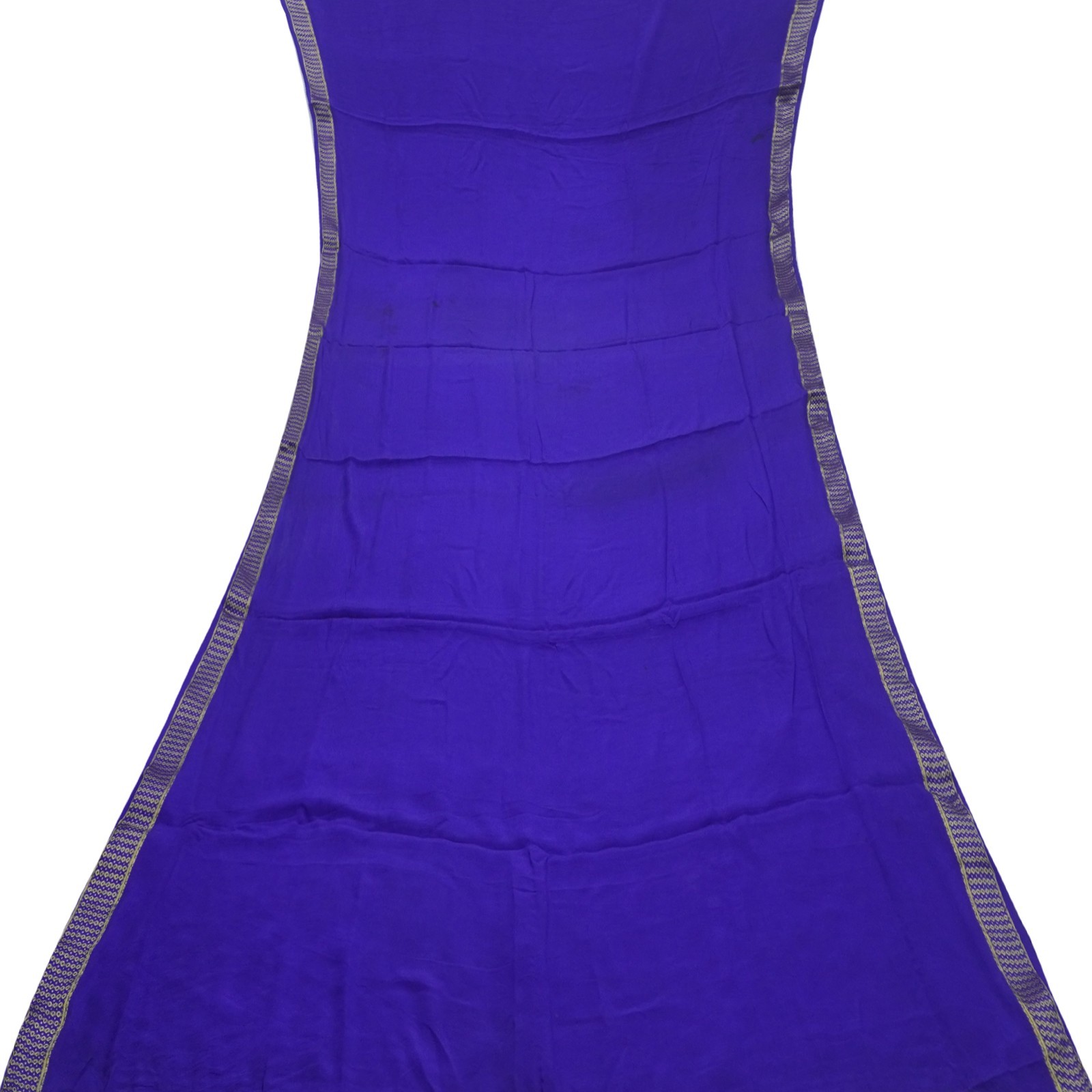 Vintage Blue Sarees 100% Pure Mysore Crepe Silk Zari Woven Sari 5YD Craft Fabric