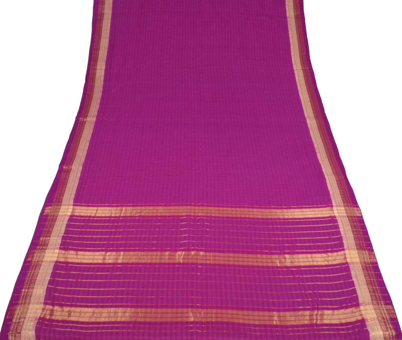 Sushila Vintage Pure Handloom Cotton Saree Checks Woven Zari Brocade Sari Fabric