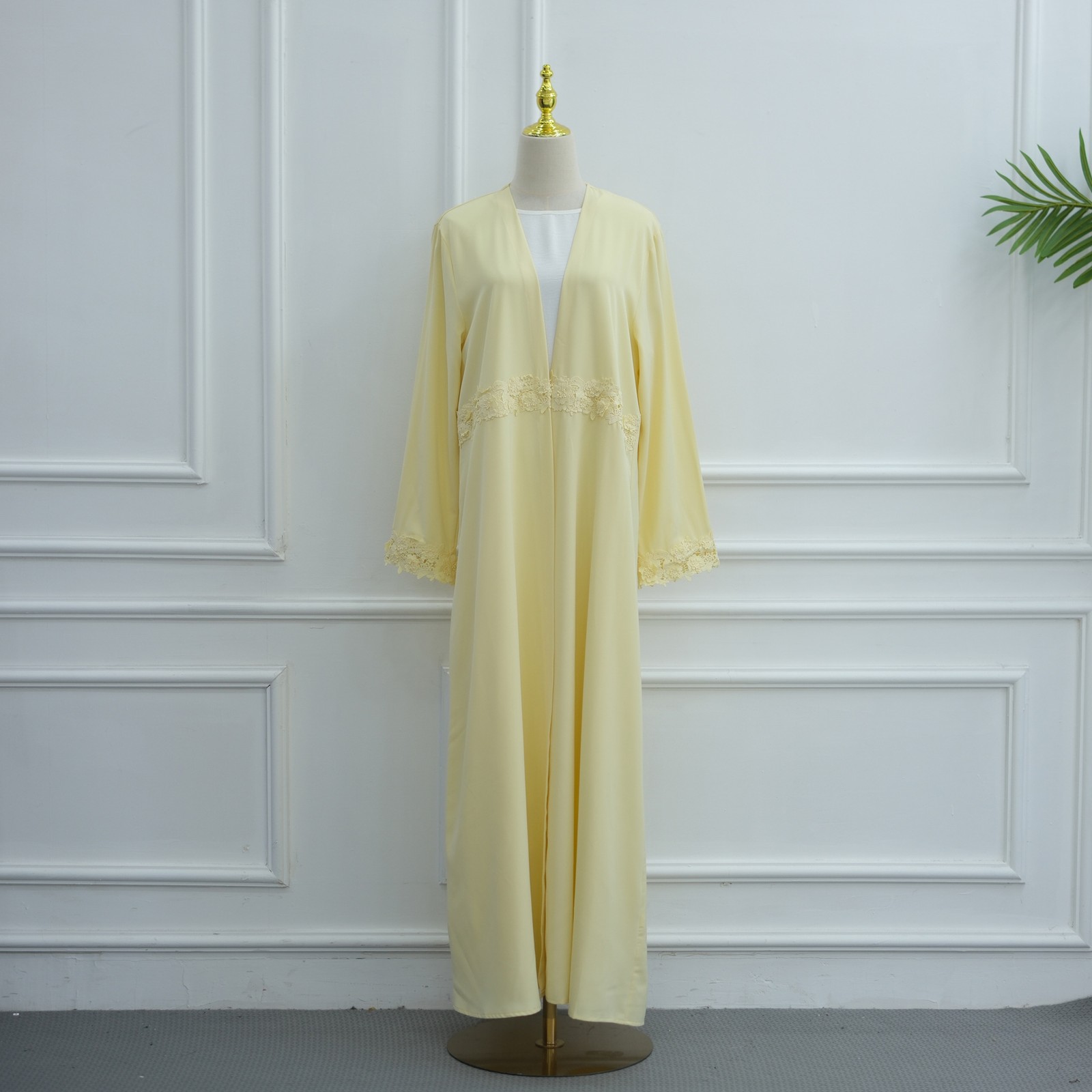 Muslim Robe 3D Floral Applique Open Abaya Cardigan Dress Arab Women Kaftan Gown