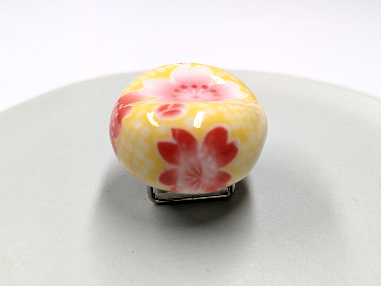 Japanese Kimono Ceramic Obidome L 1.2″xW 1.0″ Traditional Ceramic Accessory