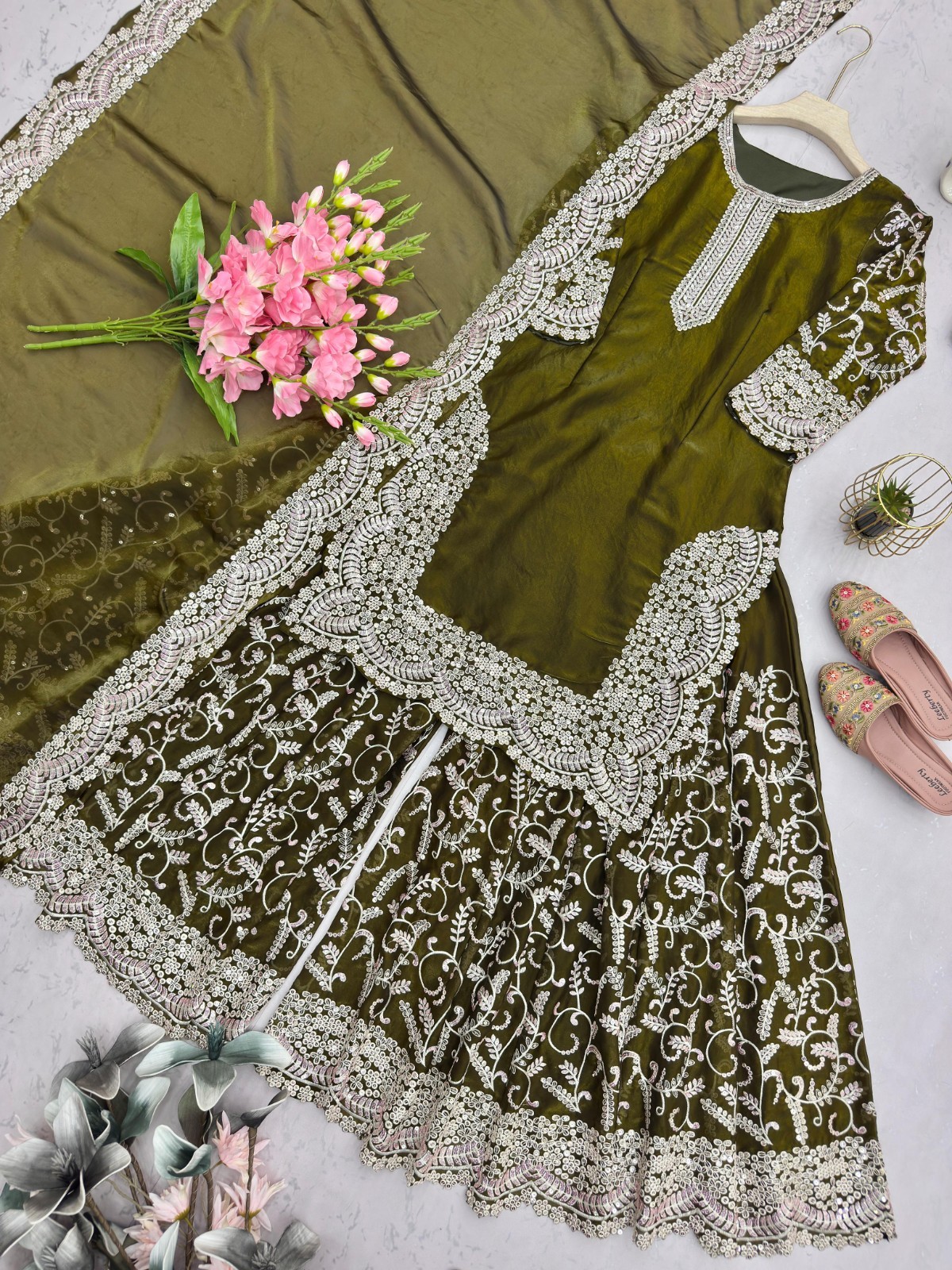 SHARARA PLAZOO SUIT PARTY WEAR PAKISTANI WEDDING SALWAR KAMEEZ PALAZOO SUIT