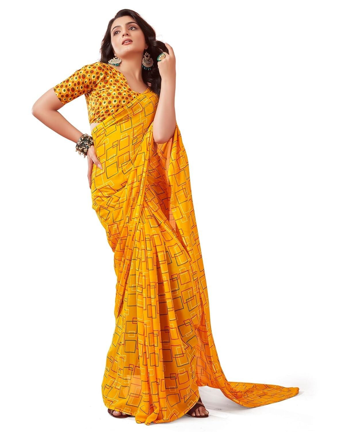 Women’s Georgette Printed Saree With Blouse Piece