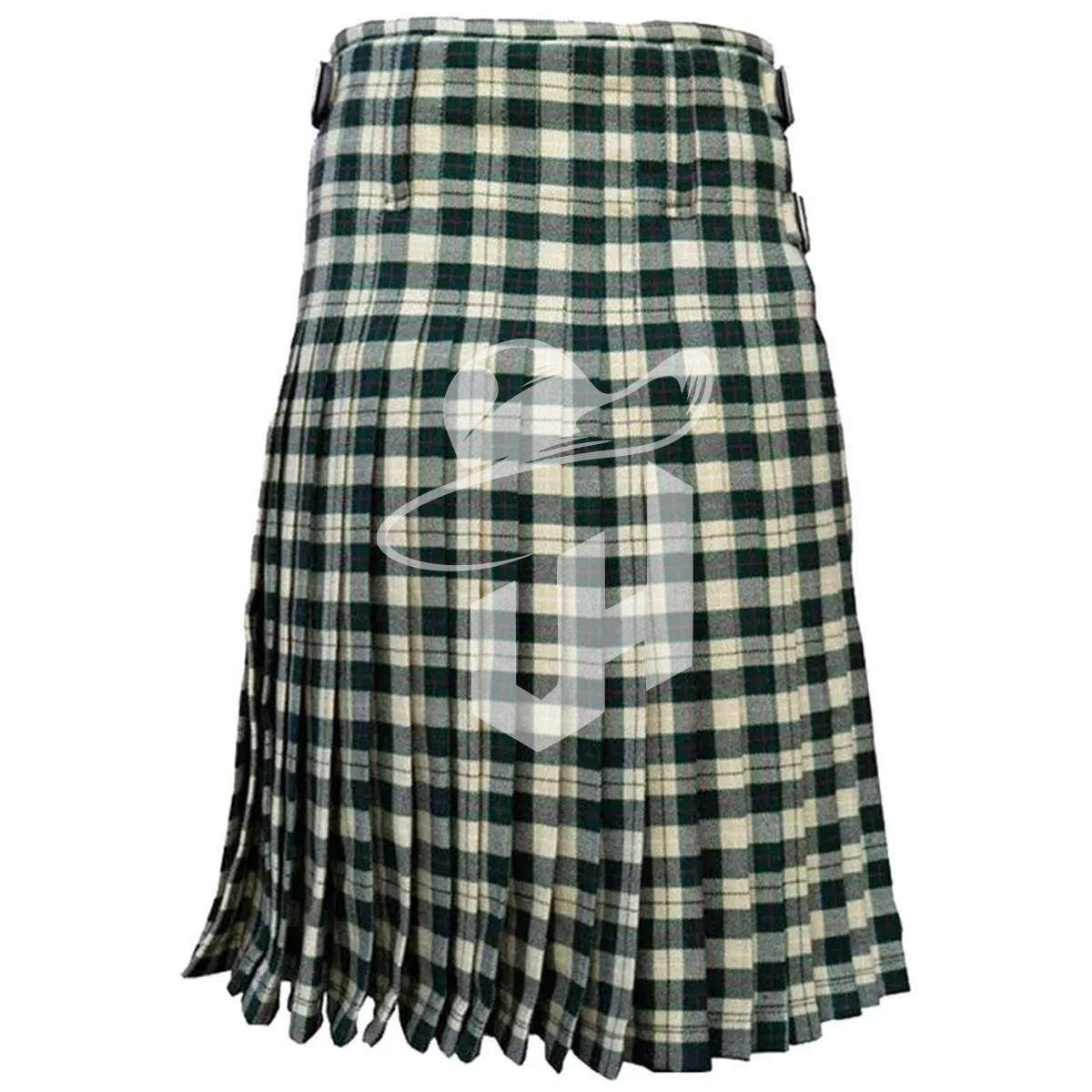 Traditional men’s kilt made from durable acrylic wool and leather straps