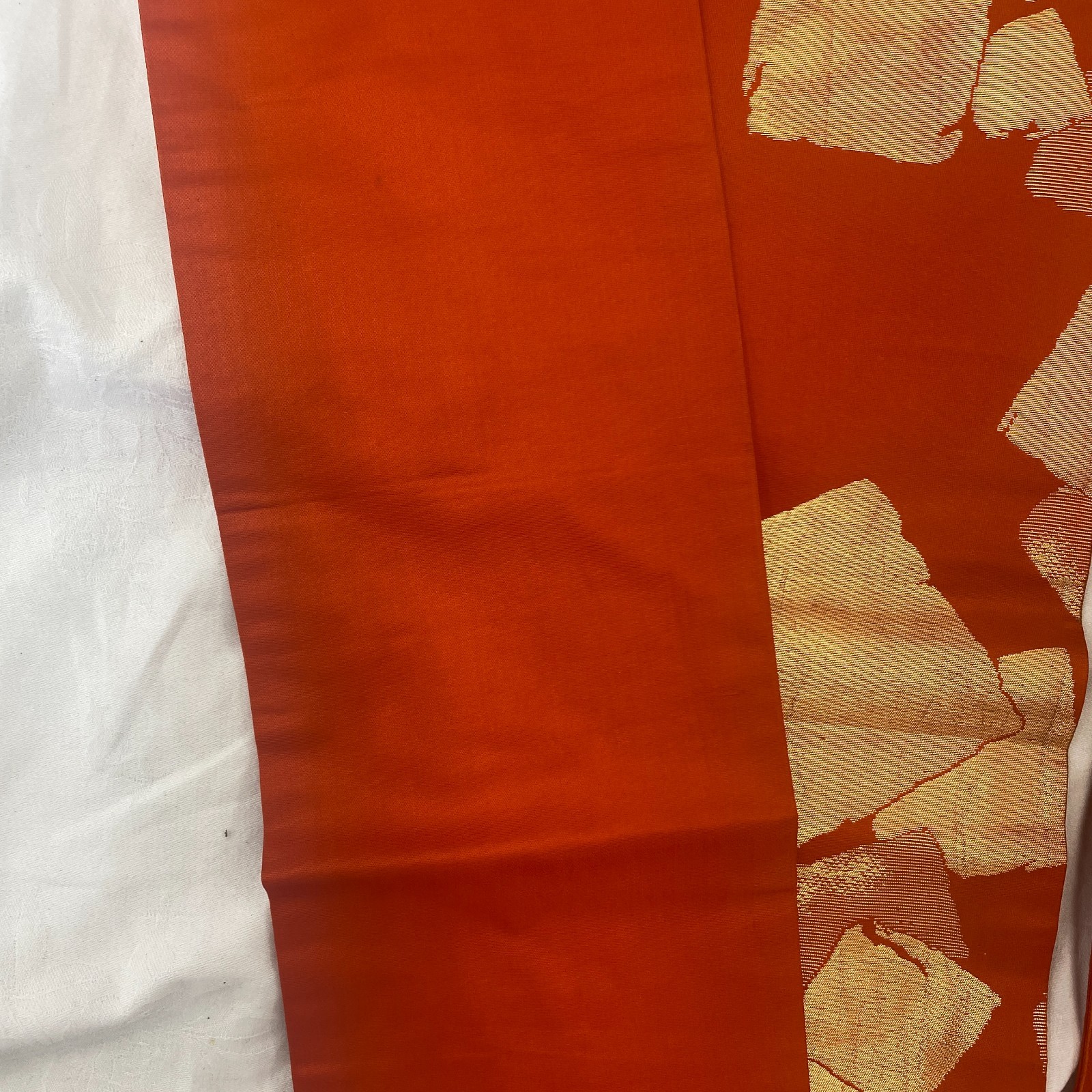 Japanese Vintage Kimono Nagoya Obi Silk Orange Traditional Authentic 131x 12 in