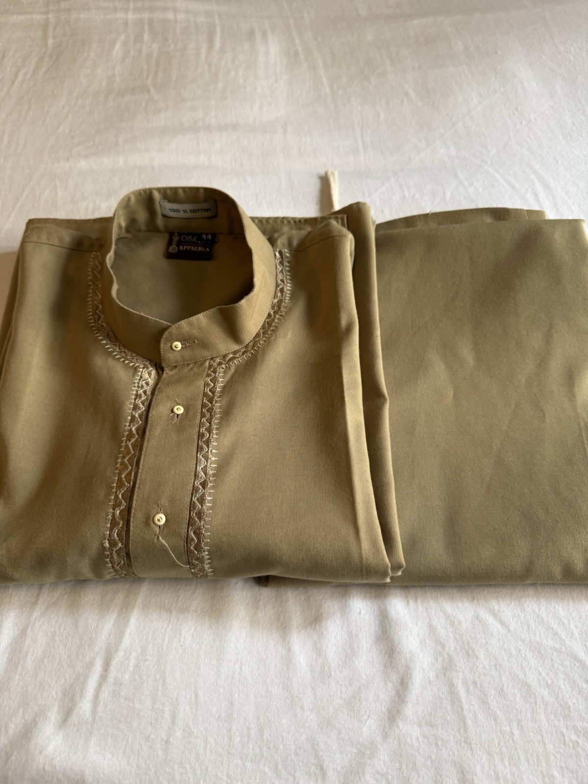 OSC APPARELS Men’s 100% Cotton Kurta pajama Set Beige Traditional Wear Size 44