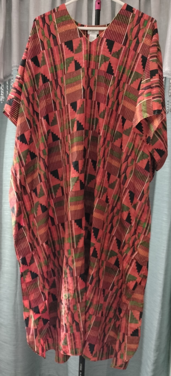 Pre-owned Sante Classic Women’s Long Satin Kaftan Dress African Print Free Size