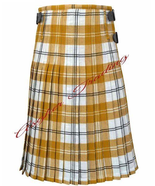 Clan Ailsa Gold Tartan Kilt – Men’s 16Oz Tartan Traditional 8 Yard Kilt
