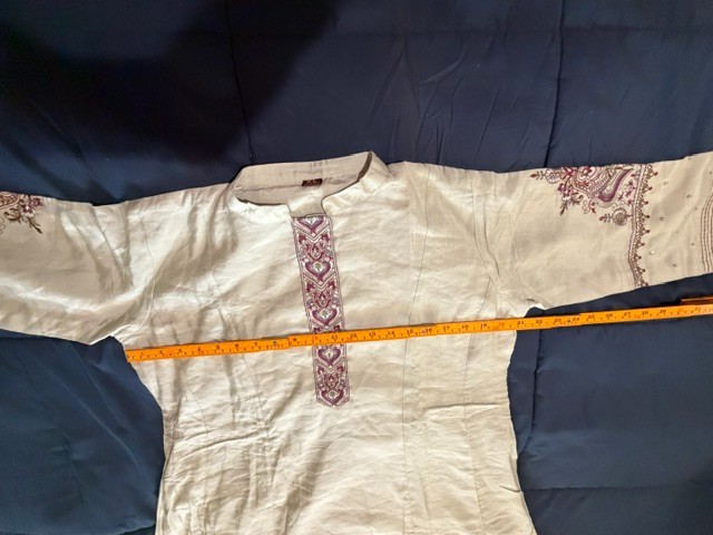 Pale Green Embroidered w burgandy Kurta Dress Boho Indian Tunic Size XL – Lined