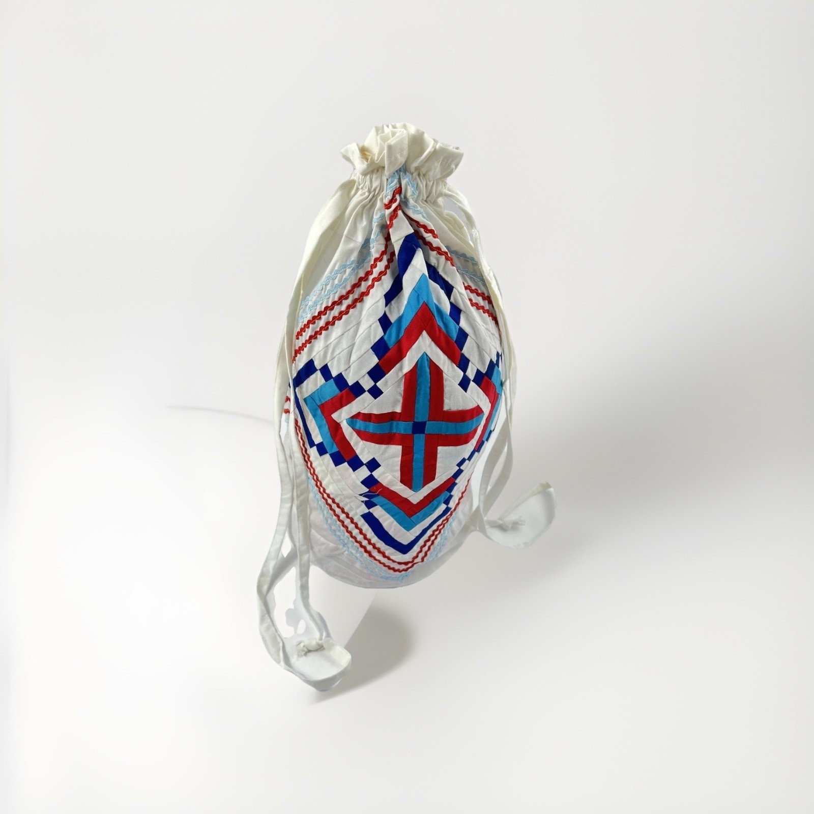 Vintage Handmade Native American Seminole Patchwork Drawstring Bag Florida
