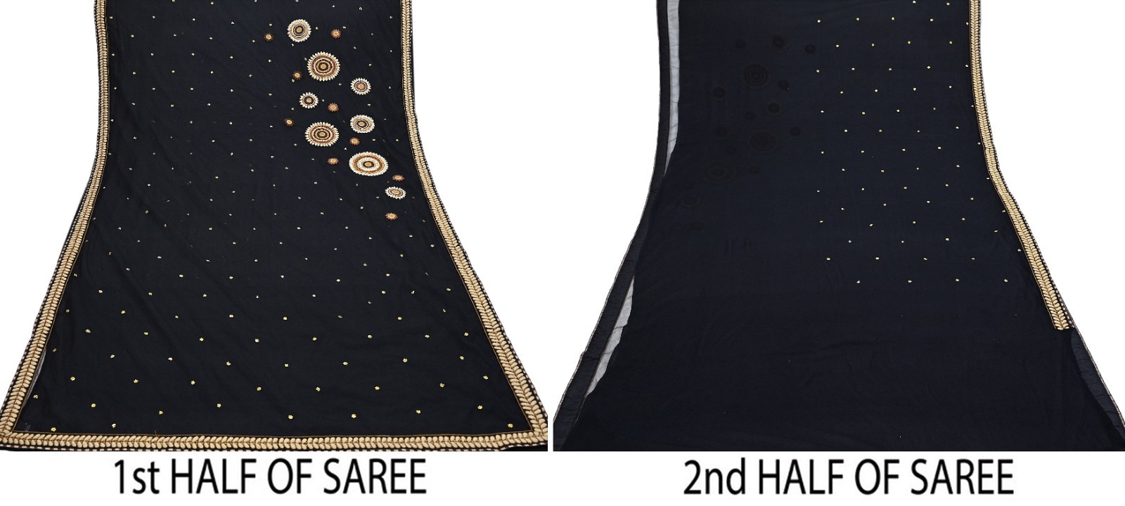 Pre-owned Saree Black Pure Georgette Silk & Net Hand Embroidered Sabyasachi Sari