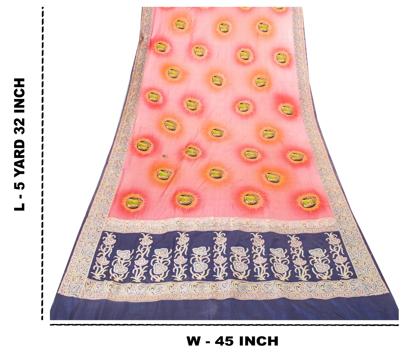 Sanskriti Vintage Pink Pure Silk Saree Woven Print Patch 5+Yd Fabric With Blouse