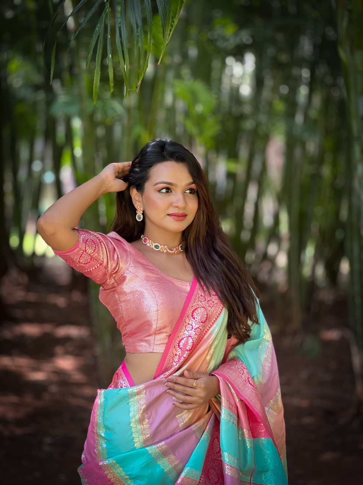 Wedding Women Banarasi Art Silk Saree Zari Woven Indian Traditional Sari Blouse
