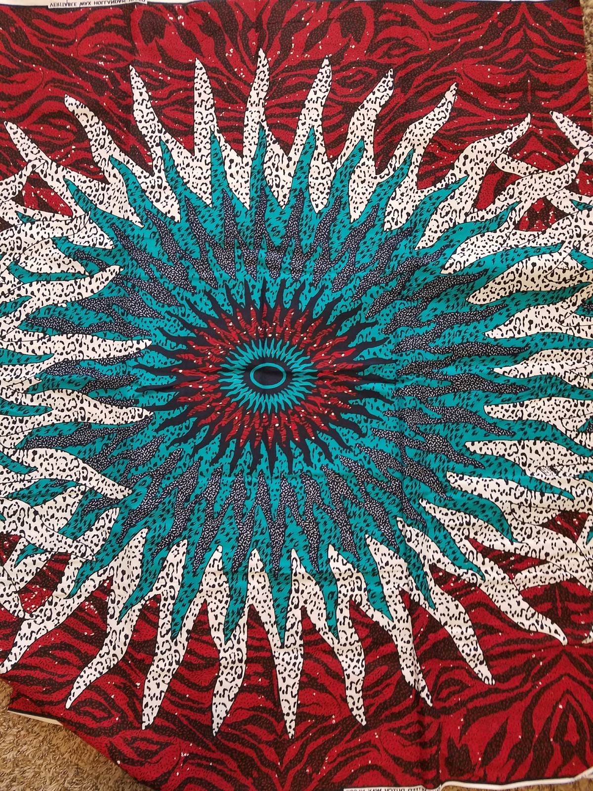 Red, Teal And White Head wrap;African Headwrap;African Clothing; African Fabric