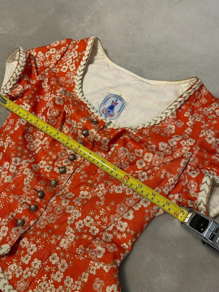 Vintage Dirndl Strasser Trachten Top & Skirt Set Red Bavarian Oktoberfest Rare