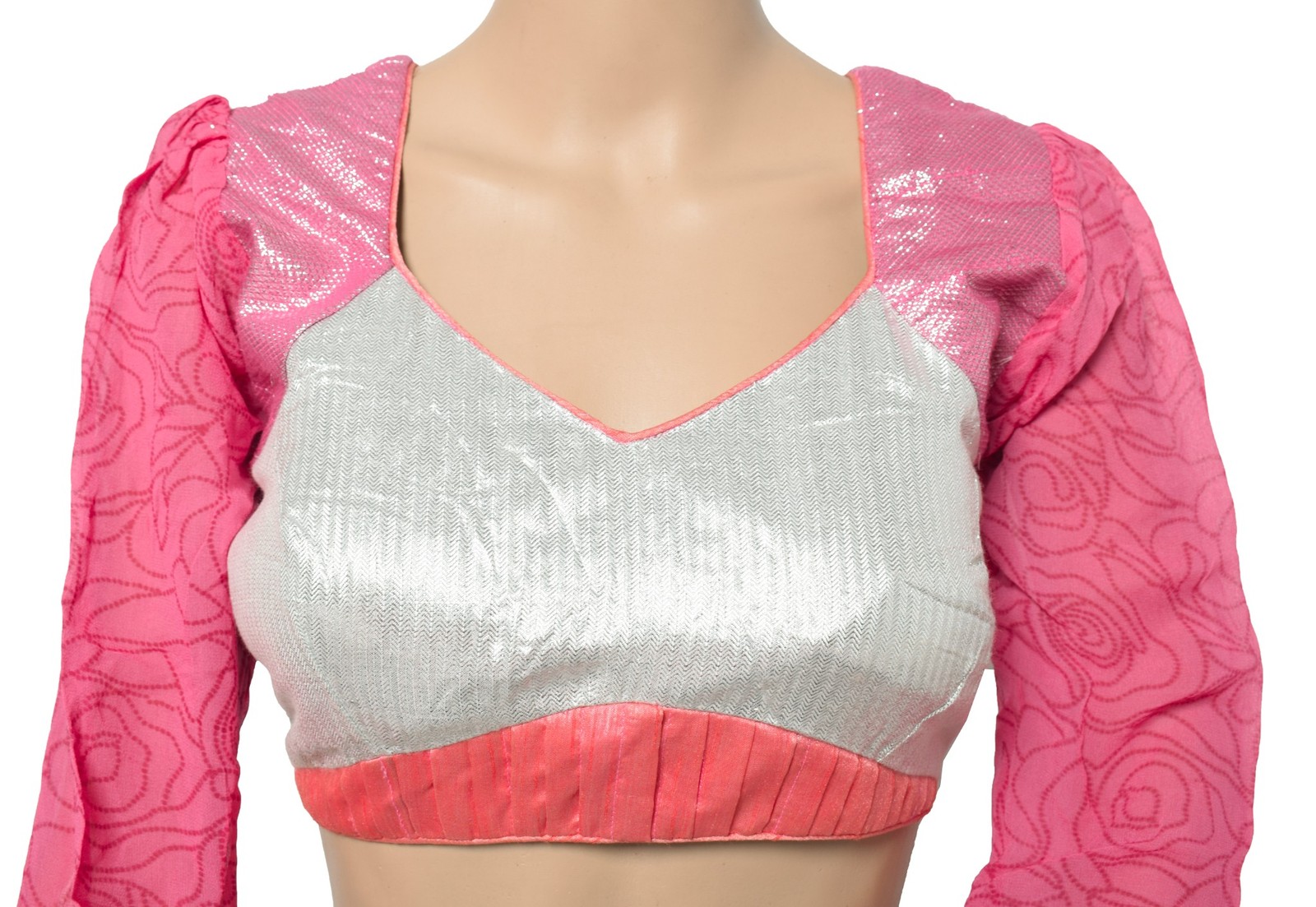 Sushila Vintage Shimmer Stitched Sari Blouse Woven Designer Padded Choli Top 38″