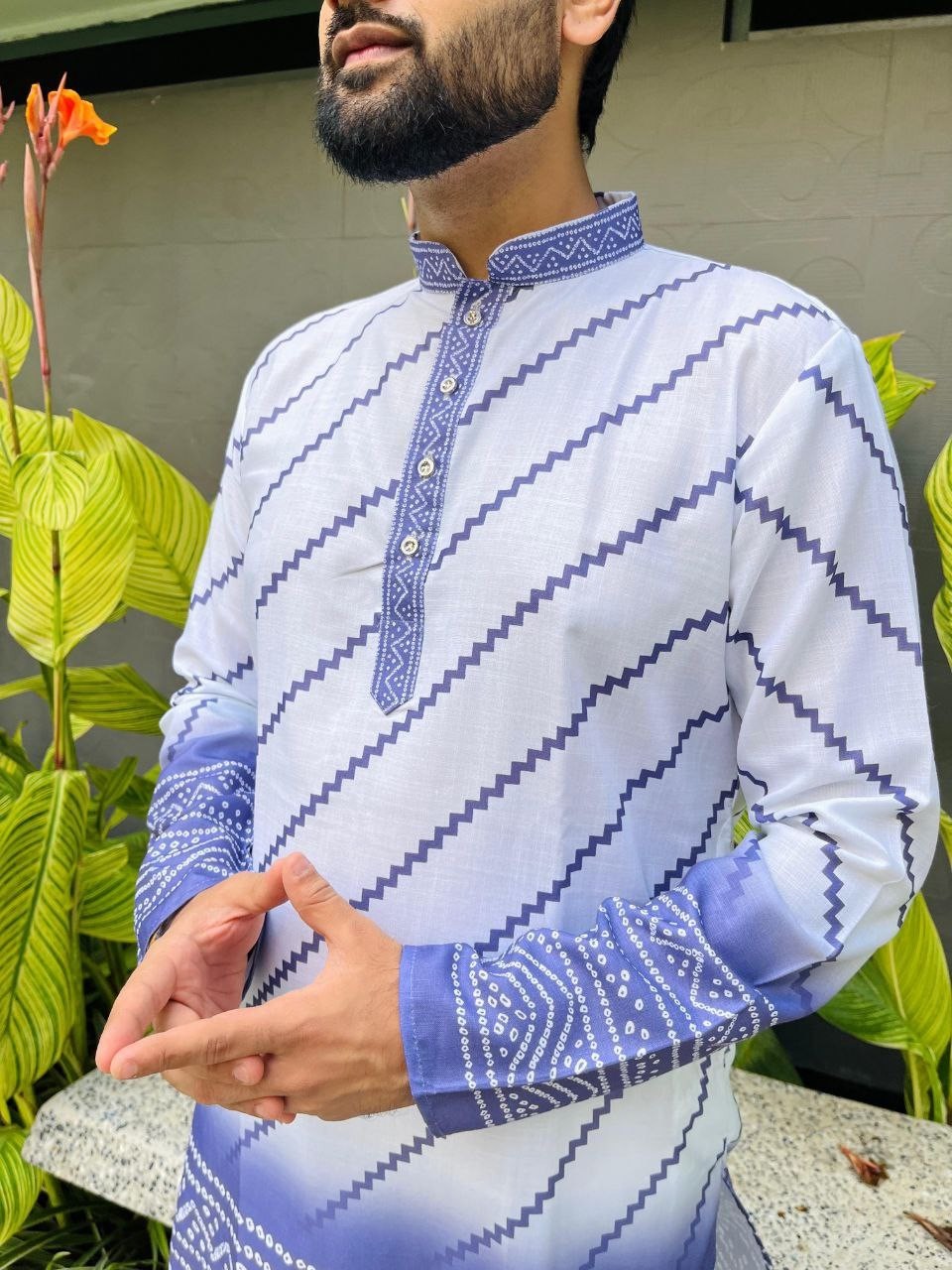 Wedding Party Wear Cotton With Embroidery work Kurta Pajama Set For Men’s