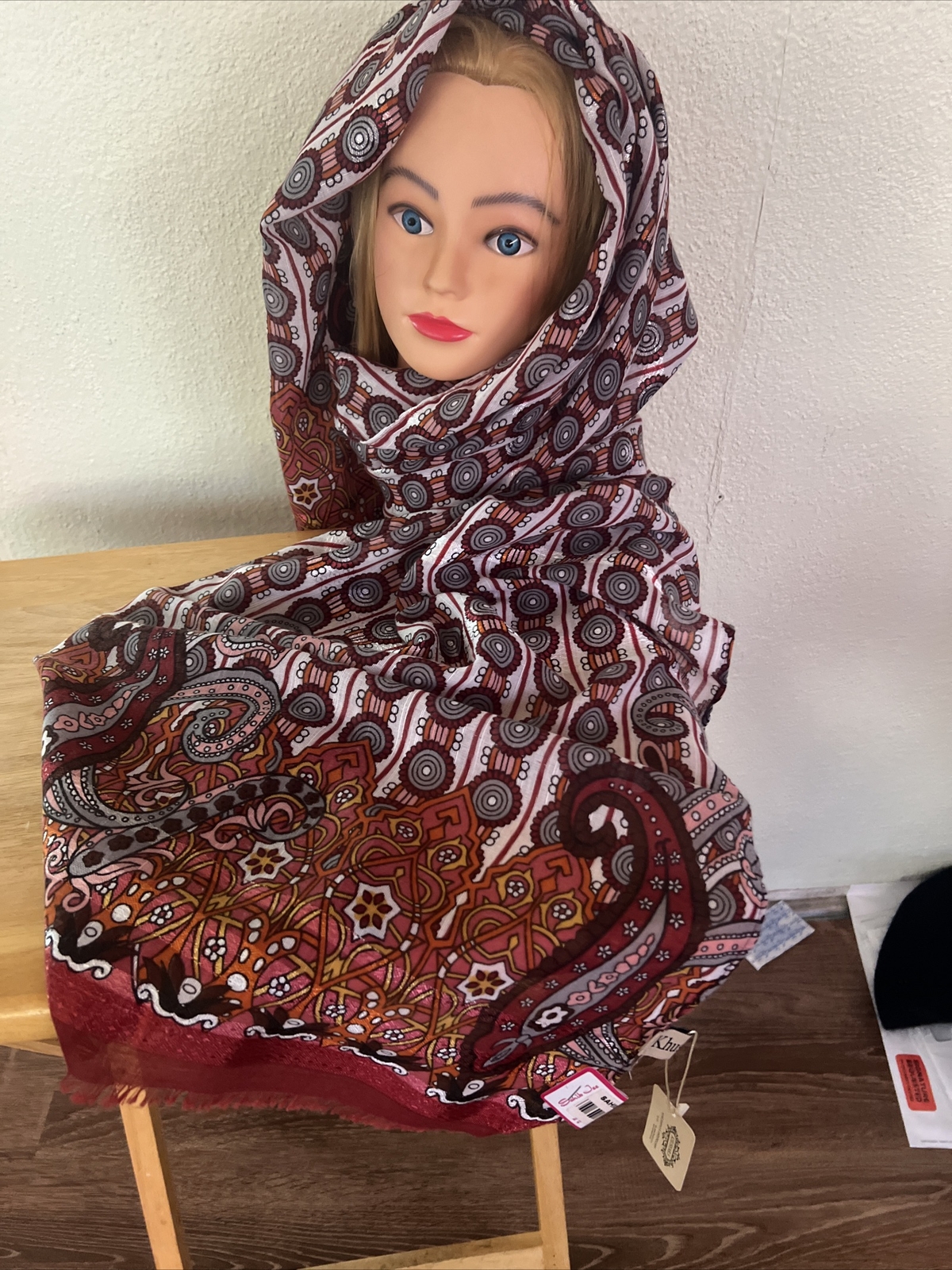 Hijab , Shayla Muslim wrap Islamic Head Scarf Red Bright Colors 72×32”