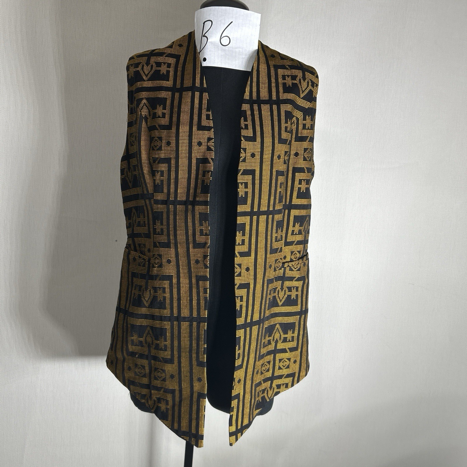 Massata Dashiki Vest XL Black Gold Cotton African Style for Men Women Senegal