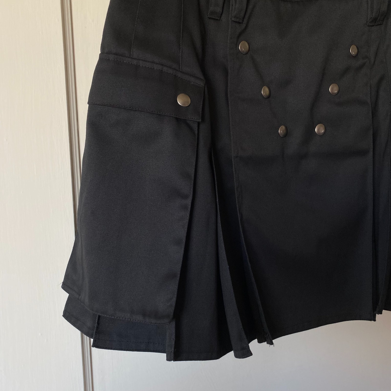 VTG 05 Utilikilts Kilt Mens 37 Black Workman Duck Canvas Cargo Tactical Pleats