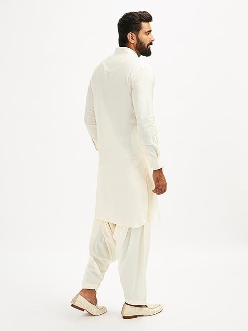 Men’s Traditional Pathani Kurta Pajama Set Cotton Ethnic Indian Wedding Wear