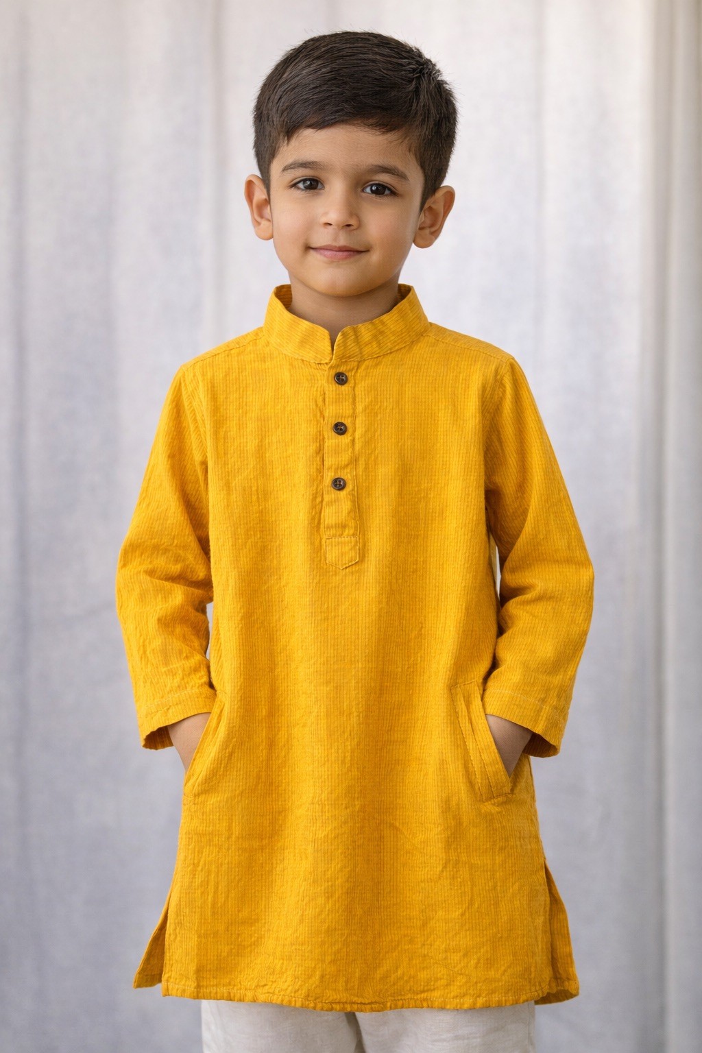 Sparsh Ethnic Wear Boys Mustard Kurta Tunic Long Sleeve Pocket India
