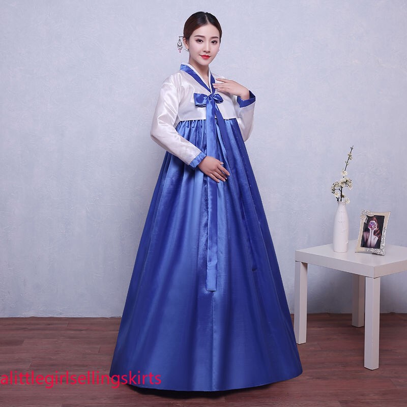 Ethnic Korean Hanbok Modern Women Asian Folk Stage Dance Performance Costume