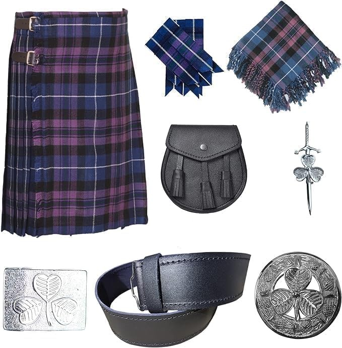 Scottish Traditional 8 Yards Tartan Kilt Outfit for Men (Pride Of Scotland, 52)