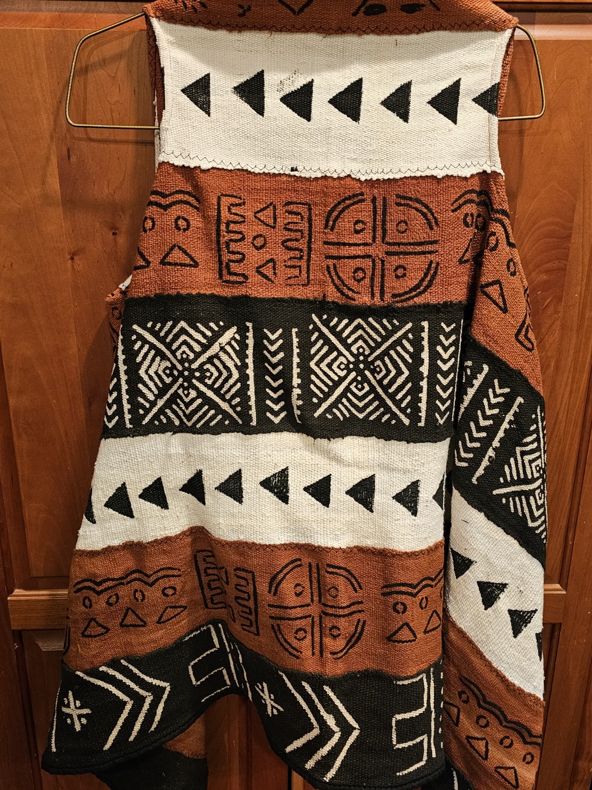Handmade One-of-a-Kind African Mudcloth Patchwork Boho Heavy Shawl OSFM