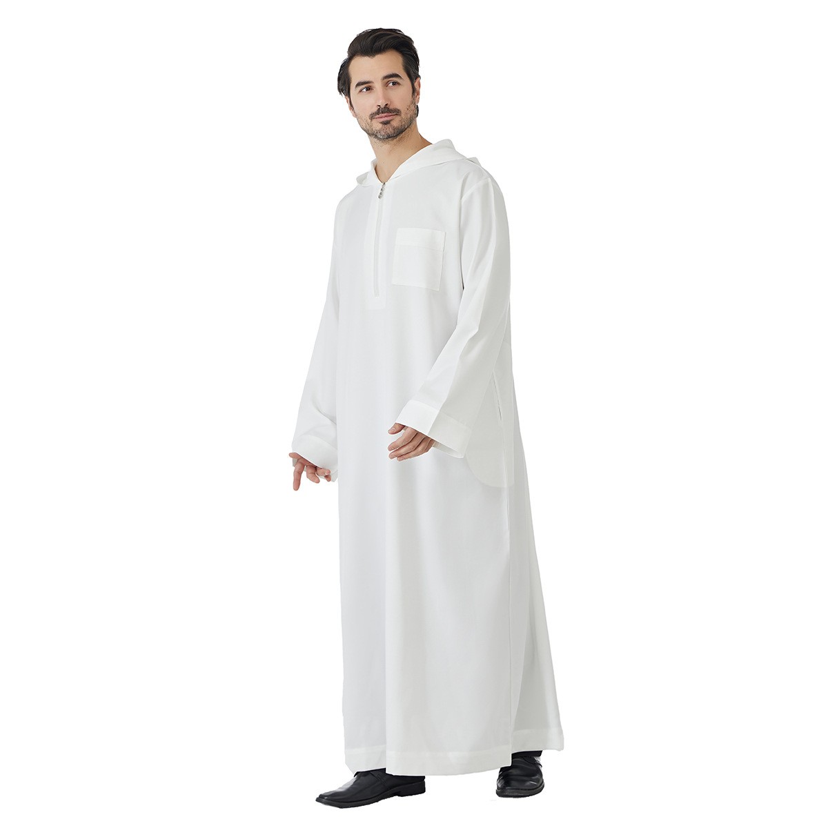 Men Islamic Robe Arab Caftan Muslim Hooded Dubai Thobe Jubba Dishdasha Thoub New