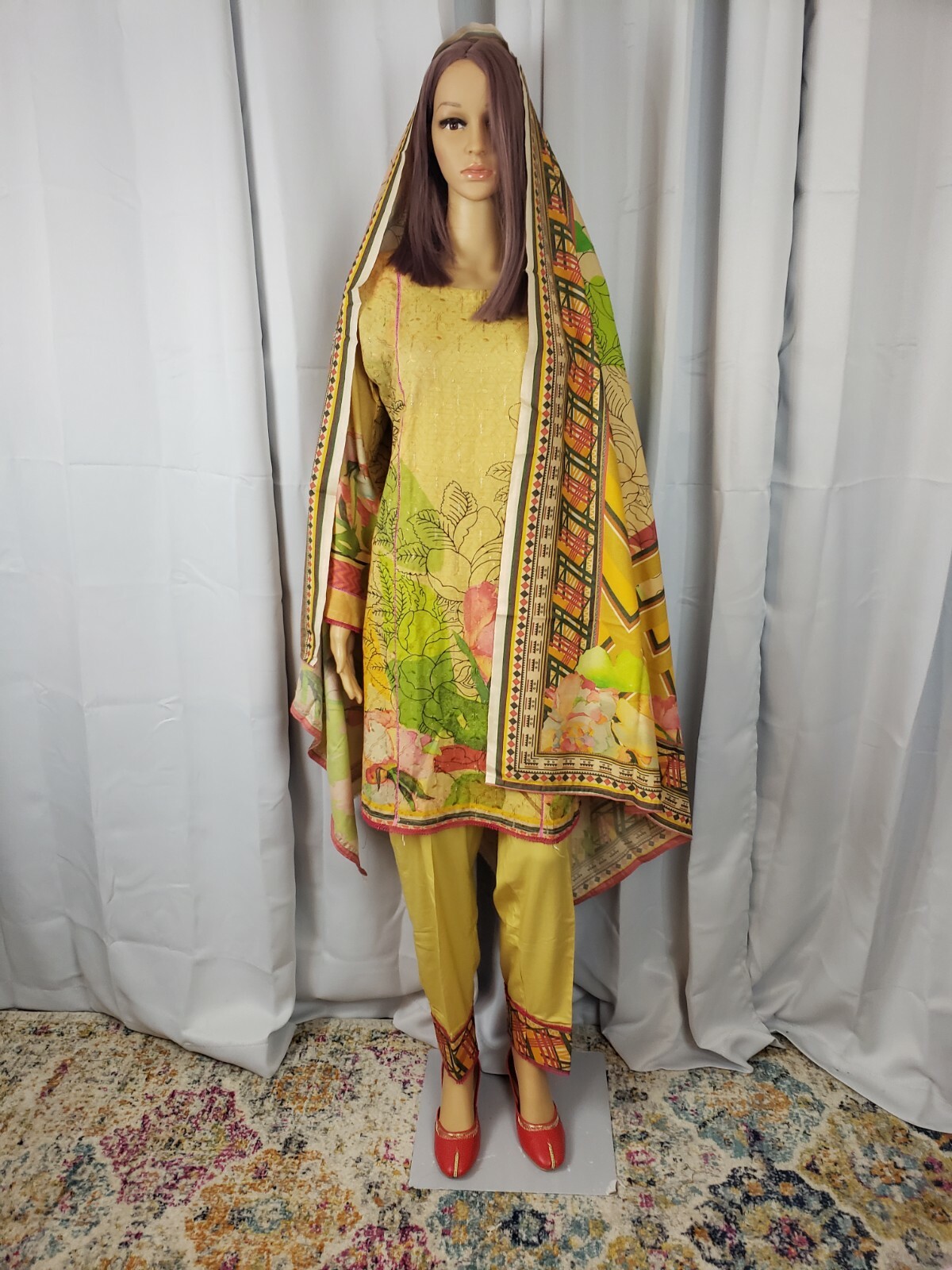 Pakistani indian designer shalwar kameez Suit M/40 Desi Rangreza Design Clothes