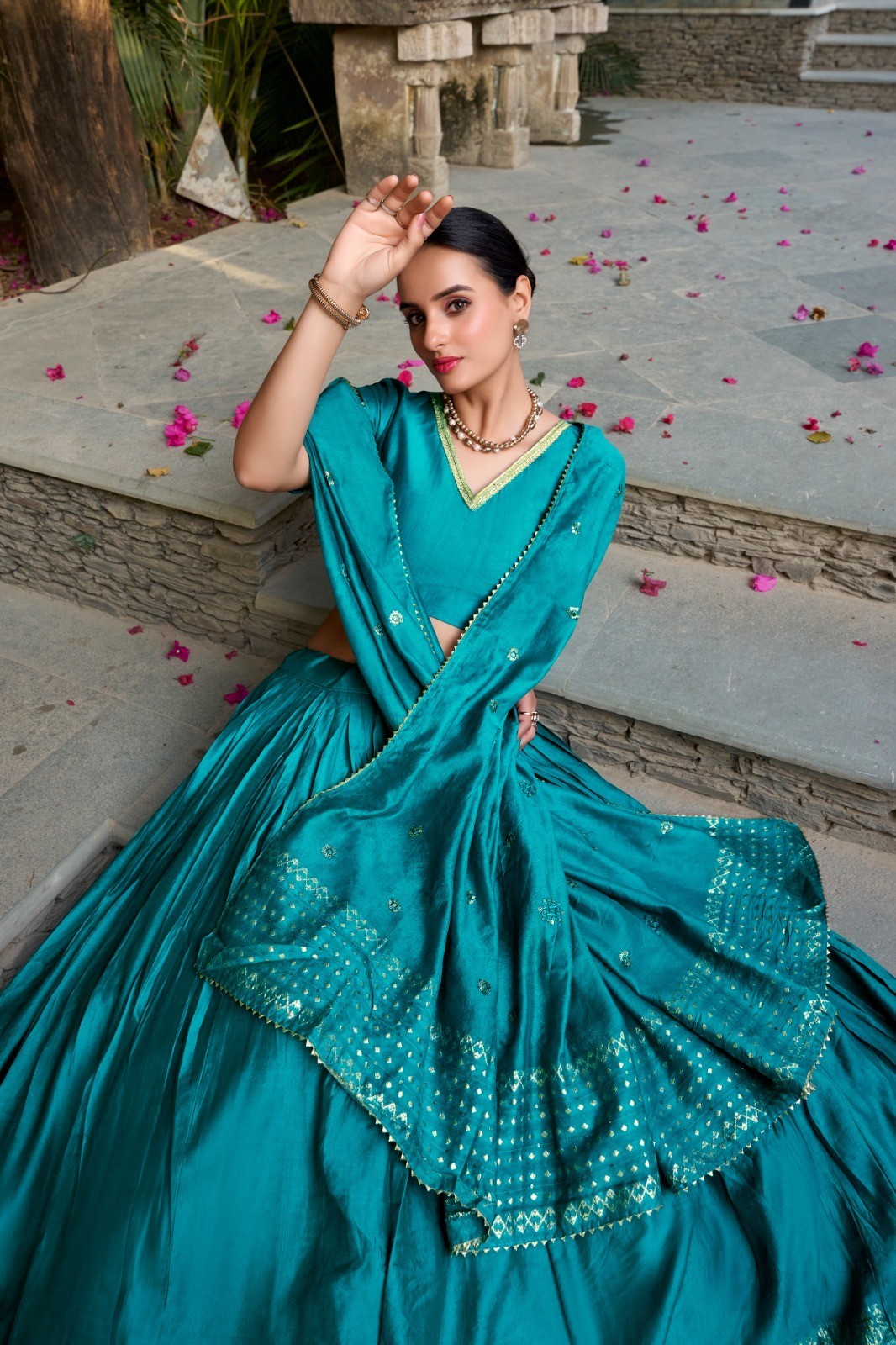 Chanderi Silk Lehenga Choli Dupatta Set New Exclusive Wedding Wear Women