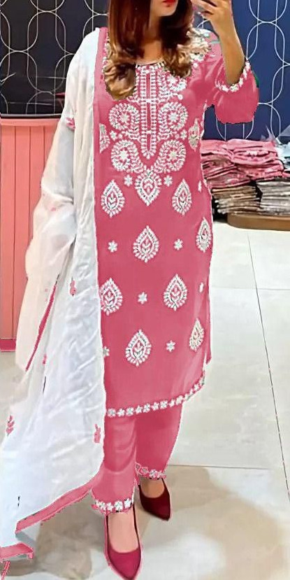 Heavy Cotton Rayon Ethnic Salwar Kameez Women Designer Kurta Pant Dupatta Set