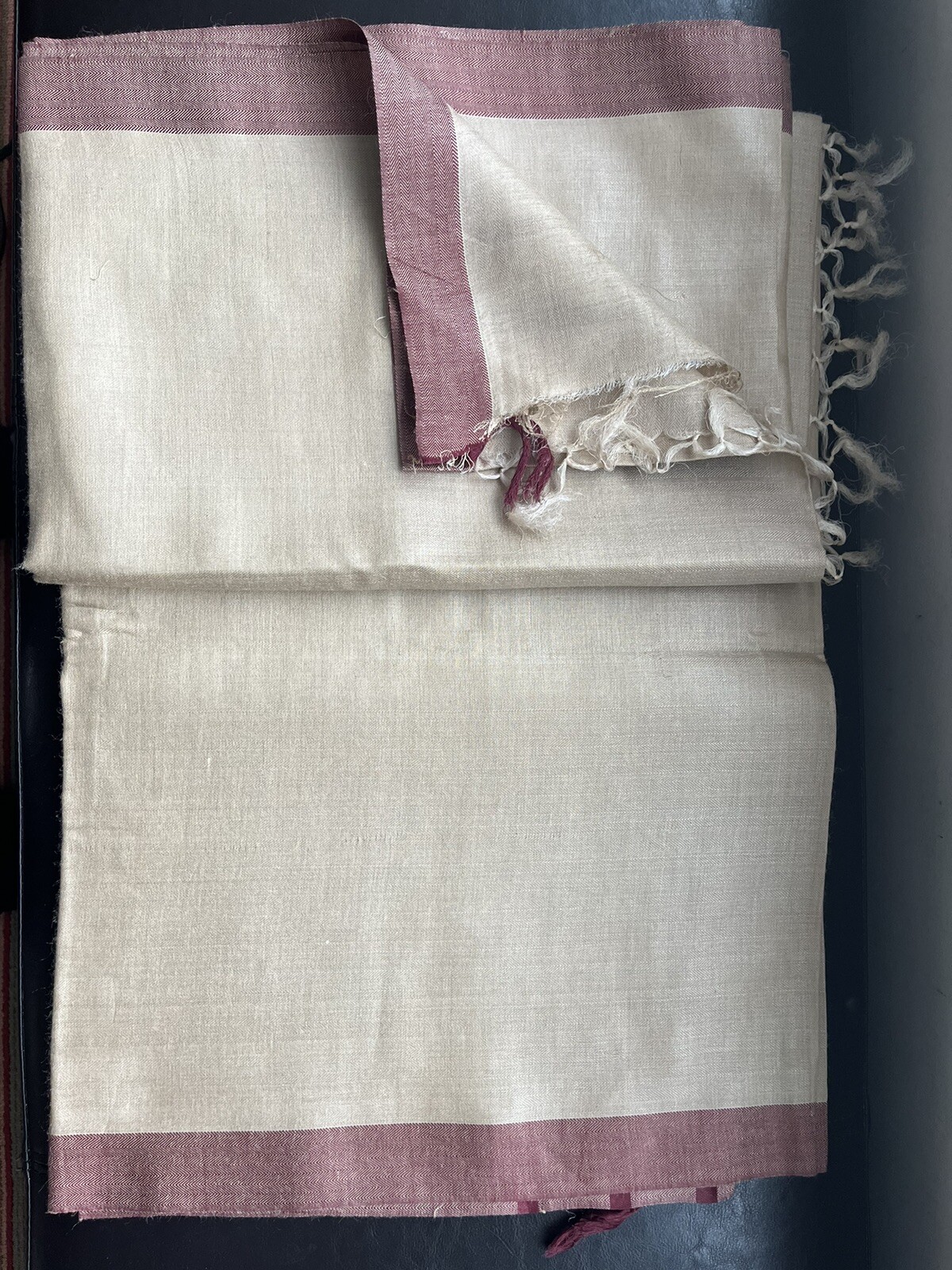 NWT FabIndia style Handloom Tussar soft Silk Saree sari Wine 🍷 / Ivory Pick 1